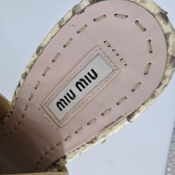MIU MIU Snakeskin Platform Peep Toe Heels Size 39 - Picture 10 of 12